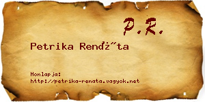 Petrika Renáta névjegykártya